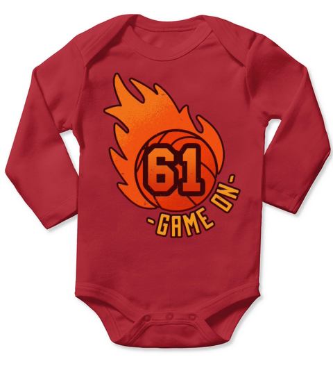 Athlete Ball Fire Game Sport Number 61 Basketball Long Sleeve Baby One-Piece