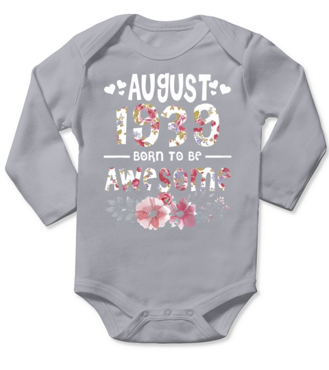 August 1939 Awesome 80Th Birthday Flower Girl t-shirt Long Sleeve Baby One-Piece