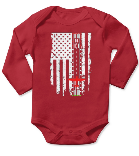 Aviation Runway Flag Pilot Plane Flying tshirt Long Sleeve Baby One-Piece