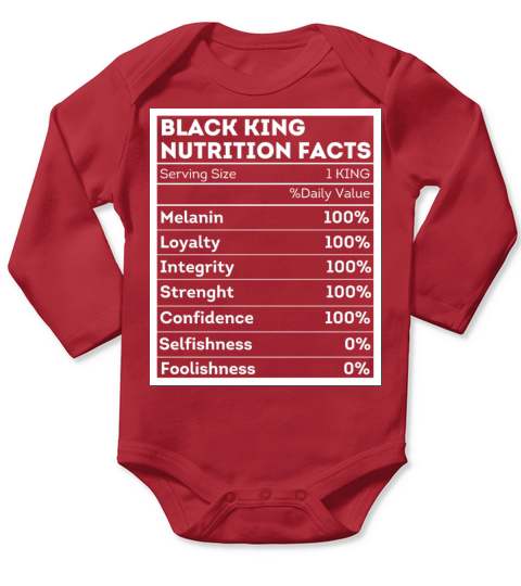BLACK KING Nutritional Facts I MAN Nutrition Label Long Sleeve Baby One-Piece