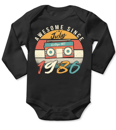 Building Year 1986 In July Long Sleeve Baby One-Piece