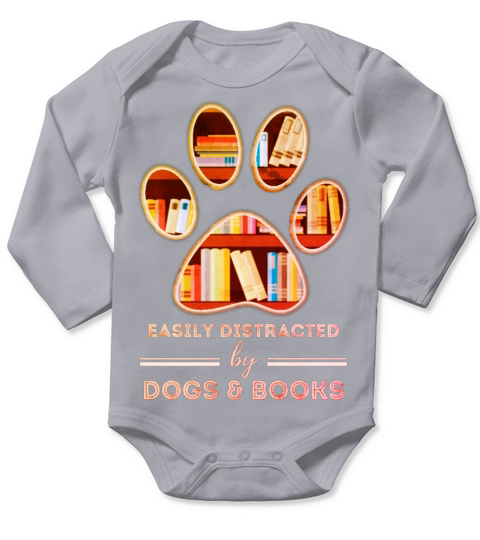 Easily Distrated With Dogs And Books Long Sleeve Baby One-Piece