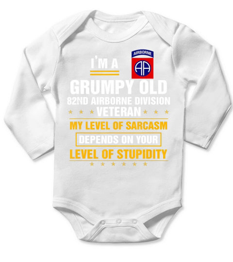Im a Grumpy Old 82nd Airborne Division Veteran T-Shirt Long Sleeve Baby One-Piece