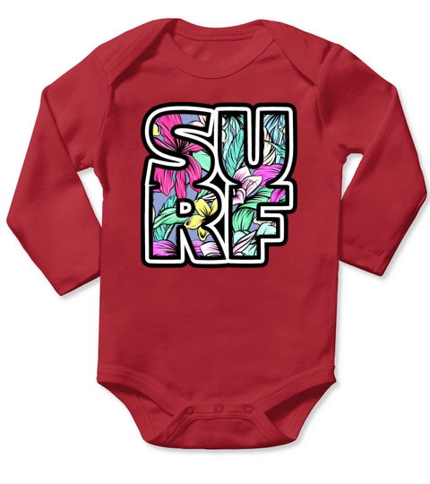 Tropical Beach Surf Surfing Surfer Ocean Design Long Sleeve Baby One-Piece