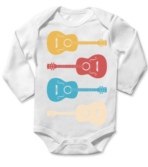 Vintage Guitar Guitarist Band Lover Playing Funny Long Sleeve Baby One-Piece