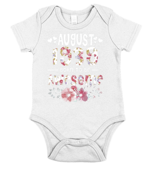 August 1939 Awesome 80Th Birthday Flower Girl t-shirt Short Sleeve Baby One-Piece