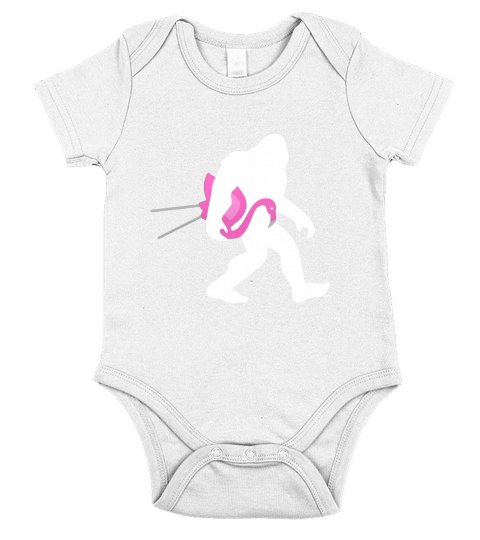 Bigfoot and Lawn Flamingo Shirt, Funny Cute Sasquatch Gift Short Sleeve Baby One-Piece