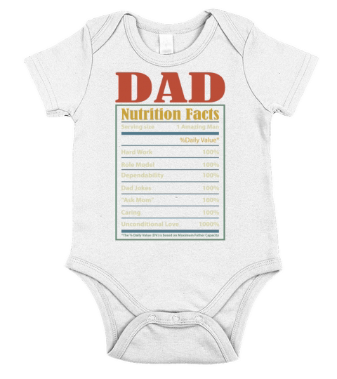 Dad Nutrition Facts Serving Size 1 Amazing Man Short Sleeve Baby One-Piece