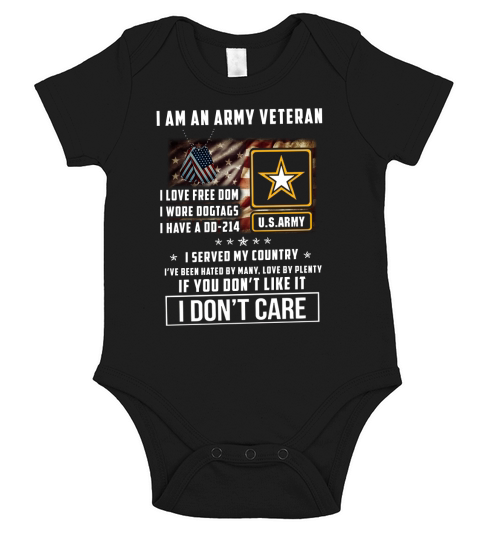 I am an army veteran i love freedom i wore dogtags i have a DD-214 shirt Short Sleeve Baby One-Piece