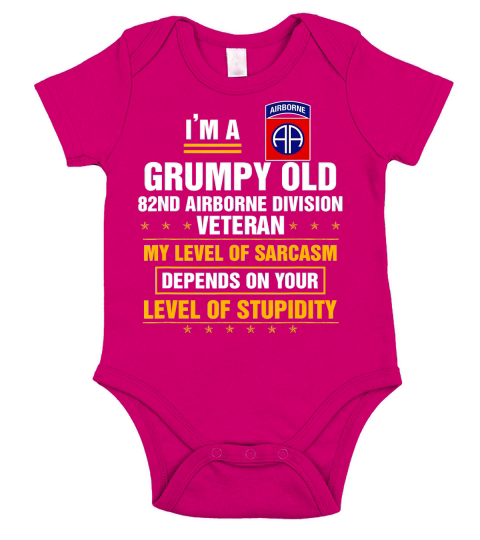 Im a Grumpy Old 82nd Airborne Division Veteran T-Shirt Short Sleeve Baby One-Piece