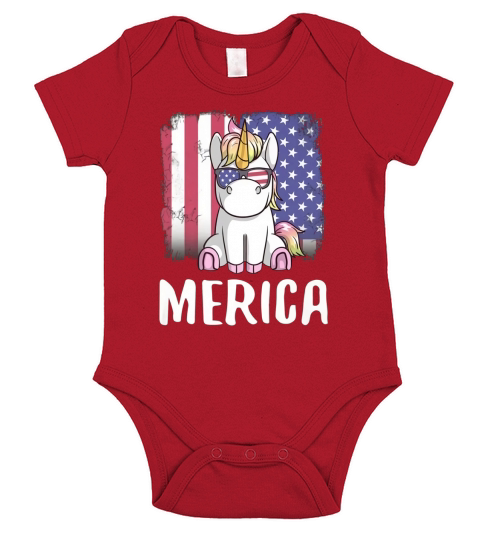 Merica Unicorn Patriotic USA Flag Short Sleeve Baby One-Piece