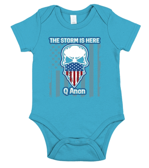 Q Anon USA Flag Skull The Storm Is Here Short Sleeve Baby One-Piece