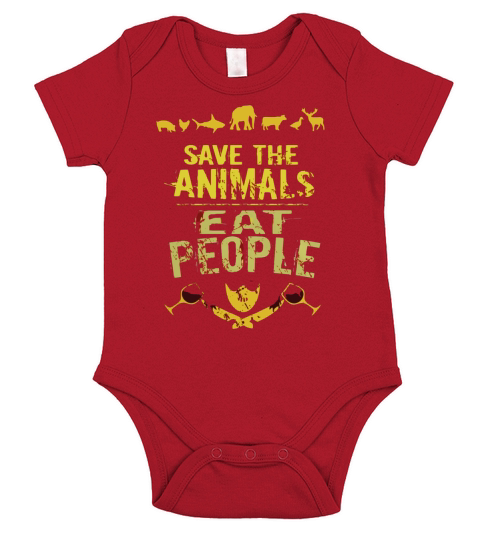 save the animals eat people Short Sleeve Baby One-Piece