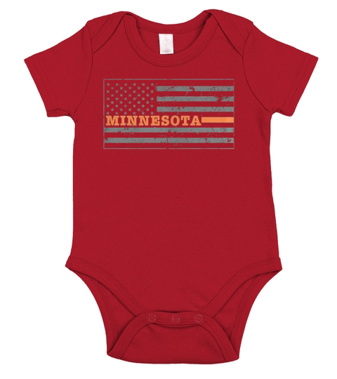 Vintage American Flag Minnesota Short Sleeve Baby One-Piece