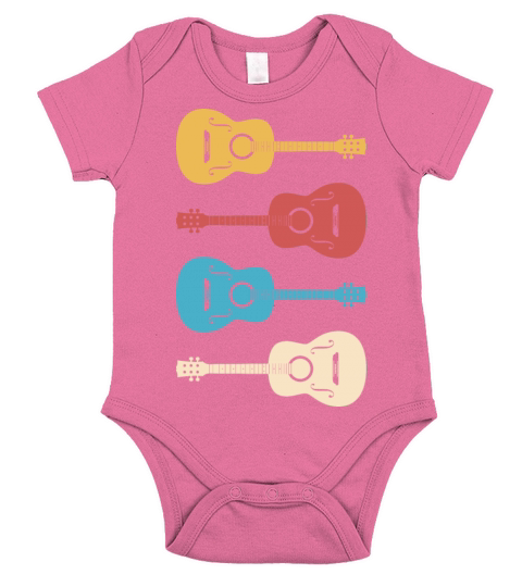 Vintage Guitar Guitarist Band Lover Playing Funny Short Sleeve Baby One-Piece
