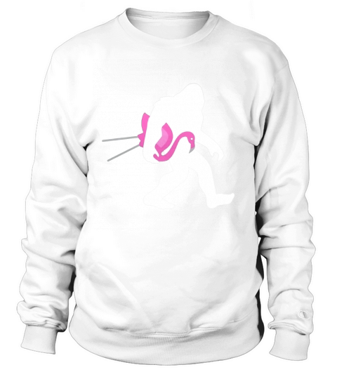 Bigfoot and Lawn Flamingo Shirt, Funny Cute Sasquatch Gift Sweatshirt Unisex