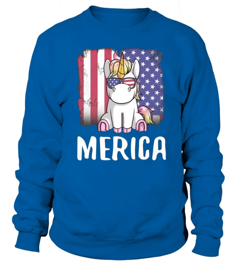 Merica Unicorn Patriotic USA Flag Sweatshirt Unisex
