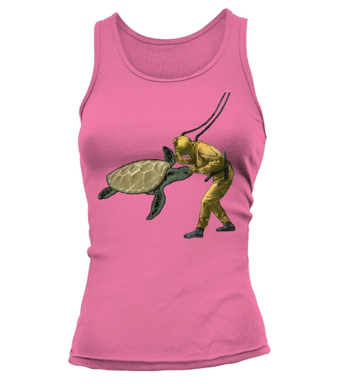 Vintage Diver with Diving Helmet and a Huge Turtle Tank top Woman