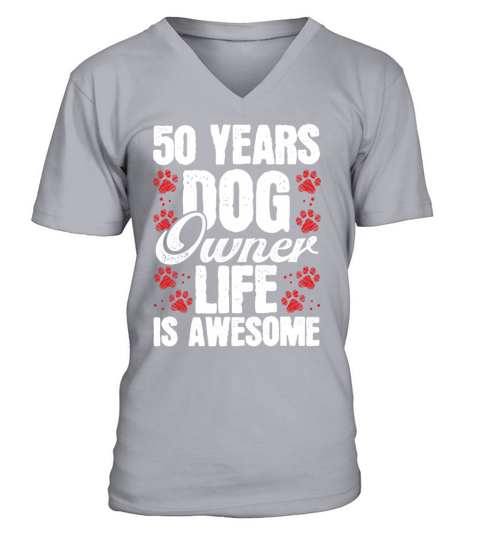 50 Year Old Dog Dog Mom Dog Dad 50th Birthday V-Neck T-shirt