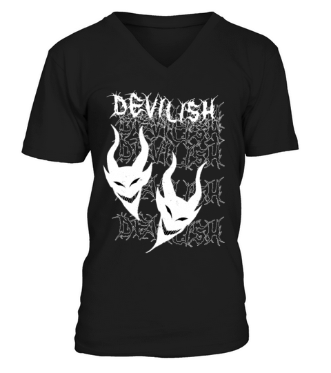 "DEVILISH" Xerox Vintage Death Metal Graphic Tee V-Neck T-shirt