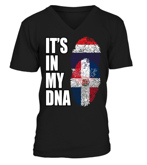 Thai And Dominican Vintage Heritage DNA Flag V-Neck T-shirt