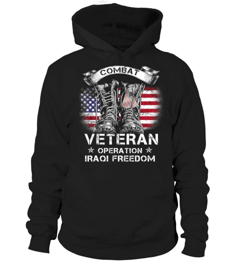 Combat Veteran Iraqi Freedom Military American Flag Gift T-Shirt Hoodie Unisex