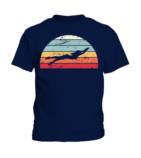 Retro Swimming Sunset Vintage Swimmer Sunrise Kids T-Shirt