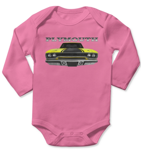 1970 Plymouth Road Runner Front Yellow Long Sleeve Baby One-Piece