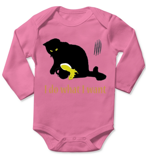 Cute black Cat do what i want Long Sleeve Baby One-Piece
