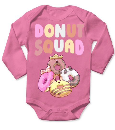 Donut Squad Quote for a Donut Lover Long Sleeve Baby One-Piece