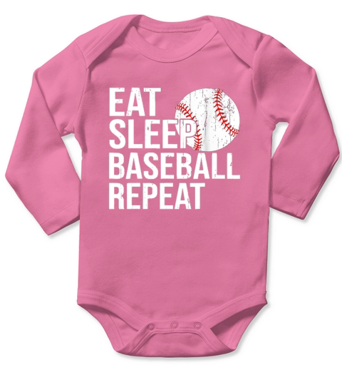 EAT SLEEP BASEBALL REPEAT Long Sleeve Baby One-Piece