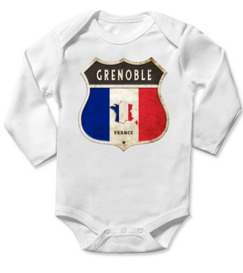 Grenoble France coat of arms flags design Long Sleeve Baby One-Piece