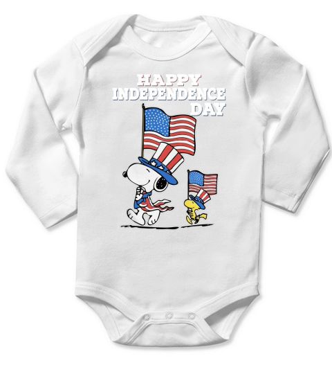 Snoopy Happy independence day Long Sleeve Baby One-Piece