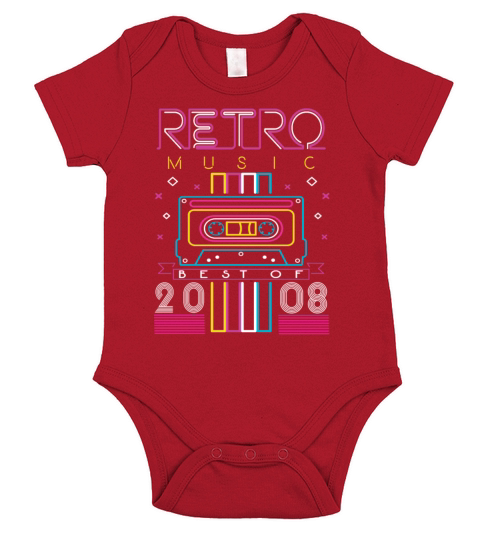 Best Of 2008 Retro Cassette Vintage Birthday Short Sleeve Baby One-Piece