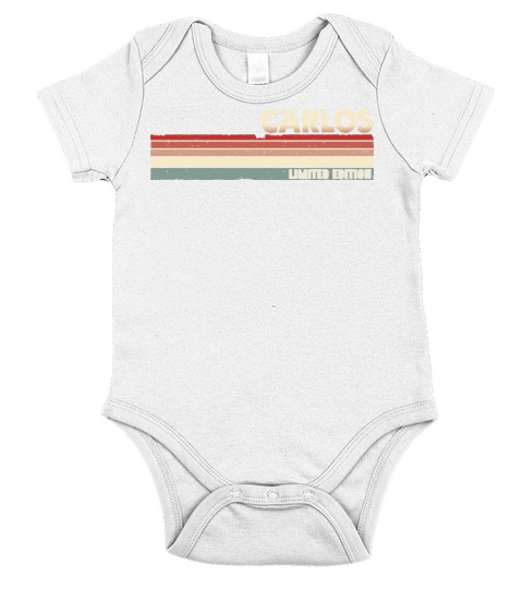 Carlos - Funny Retro Vintage Name 80s 90s Short Sleeve Baby One-Piece