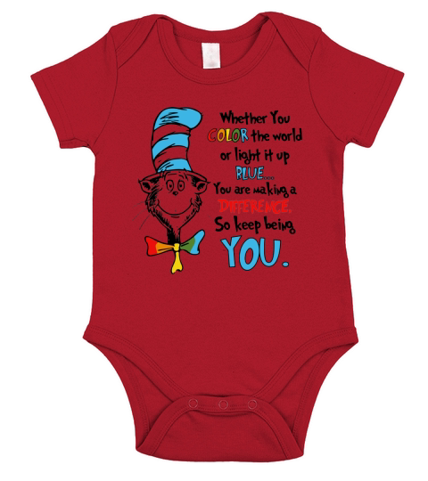 Dr Seuss whether you color the world or light it up blue shirt Short Sleeve Baby One-Piece
