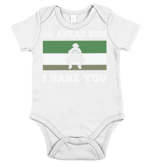 Go ahead run i dare you Baseball Short Sleeve Baby One-Piece