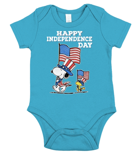 Snoopy Happy independence day Short Sleeve Baby One-Piece