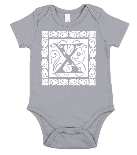 X Capital Letter Initial Monogram Alphabet Name Short Sleeve Baby One-Piece