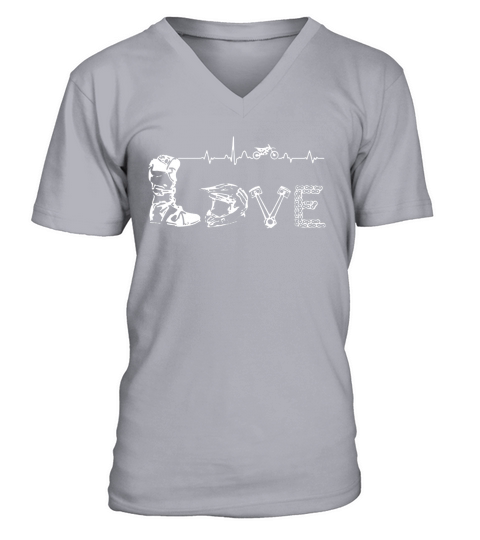 Motocross Love Letters With Heartbeat shirt V-Neck T-shirt