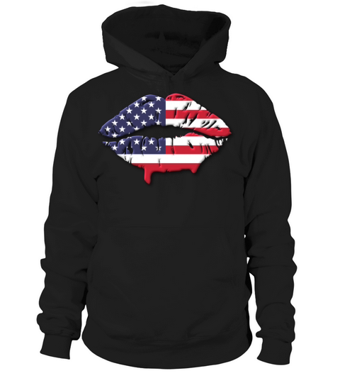 Vintage American Flag Lips 4th Of July Patriotic Hoodie Unisex