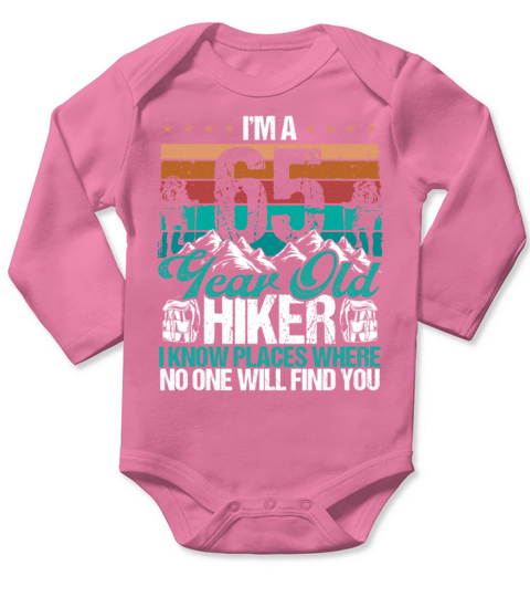 65 Birthday Hikers Vintage Mountains 65 Years Old Long Sleeve Baby One-Piece