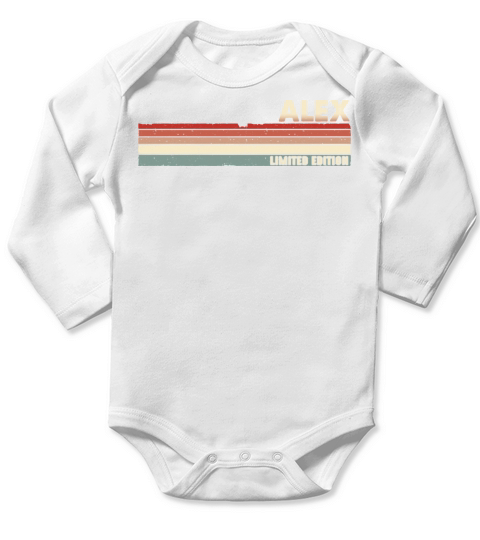 Alex - Funny Retro Vintage Name 80s 90s Long Sleeve Baby One-Piece