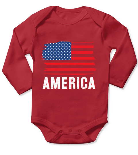 America Vintage Flag Independence day Long Sleeve Baby One-Piece