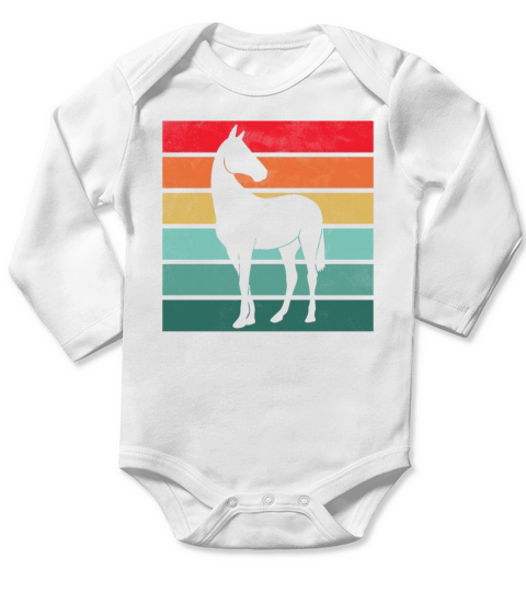 Girls Horse Riding Shirt Vintage Retro Long Sleeve Baby One-Piece
