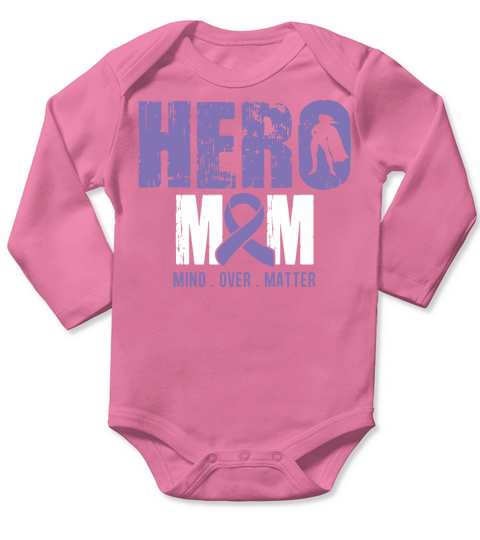 Hero Mom Hodgkins Lymphoma Cancer Awareness Ribbon Long Sleeve Baby One-Piece