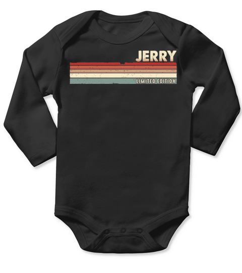 Jerry Funny Retro Vintage Name surname 80s 90s Long Sleeve Baby One-Piece