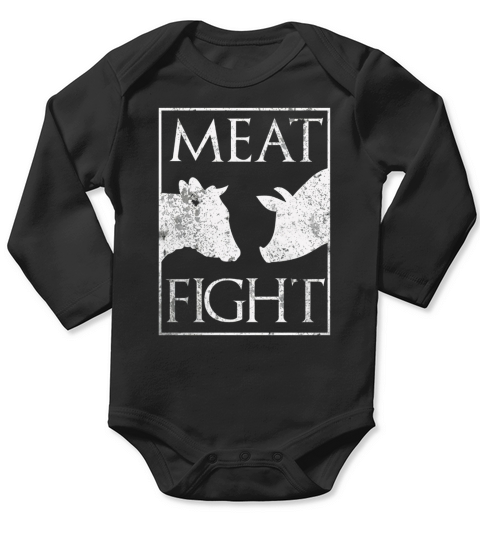 Meat Fight BBQ Pitmaster Cow and Pig T-Shirt Long Sleeve Baby One-Piece