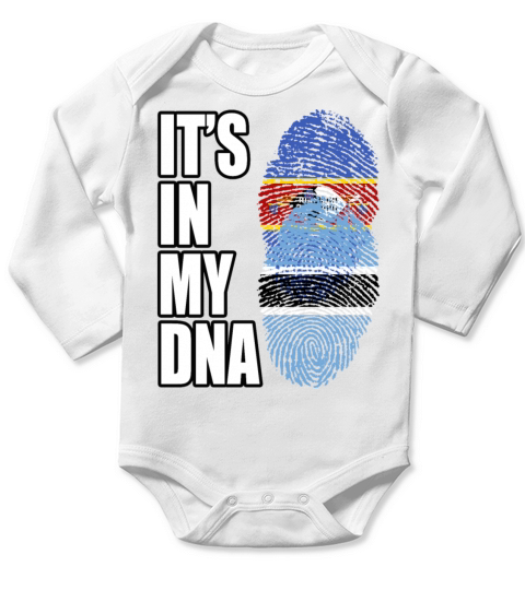 Swazi And Botswanan Vintage Heritage DNA Flag Long Sleeve Baby One-Piece