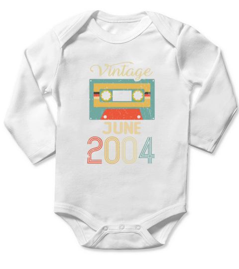 Vintage June 2004 18th Birthday 18 Year Gift Long Sleeve Baby One-Piece